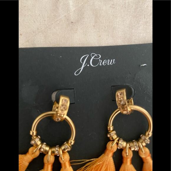 NIB J. Crew pave tassel rusted amber earrings - Picture 2 of 2